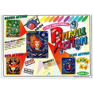 1985 Tehkan Pinball Action Vintage Video Pinball Flyer Arcade Ephemera